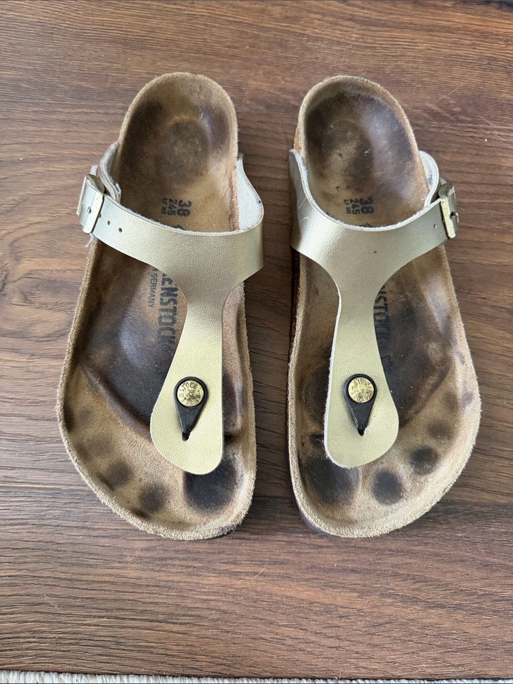 Birkenstock Gold T-Strap Sandals